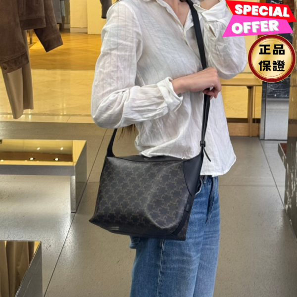 Celine 122332 Harry 標誌印花斜揹包  黑色 CELINE, HARRY, 標誌印花, 斜揹袋, 義大利製造