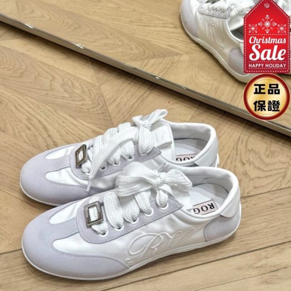 Roger Vivier Viv Low 方釦德訓休閒球鞋  白色  IT36.5/37/37.5/38.5 Roger Vivier , Viv Low, 麂皮, 緞面, 義大利製造, 休閒鞋, 時尚單品