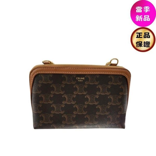 Celine 10E382 Triomphe 凱旋門 老花飾鍊相機包 CELINE,Triomphe老花,相機包,塗層帆布,凱旋門包