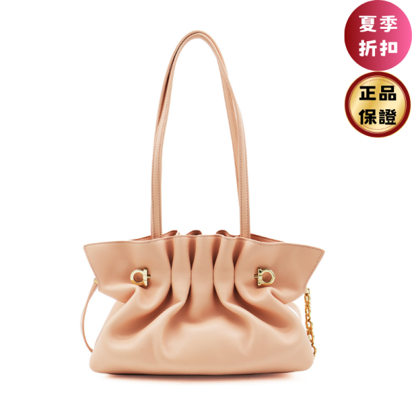 Ferragamo 219959 小款納帕皮Soft 包  粉色 Ferragamo單肩包,Ferragamo Soft-bag,Ferragamo Gancio包,粉色納帕皮包,義大利精品女包,Ferragamo母親節推薦,精品平行輸入,100%真品,小號肩背包推薦,限時精品優惠