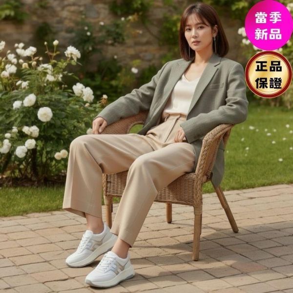 Hogan 女款 Hi-Fi 納帕皮革厚底雲朵運動鞋 白色銀色H/底高6.5公分  IT36/36.5/37/37.5/38/38.5/39/40 Hogan,Hi-Fi,女款運動鞋,厚底運動鞋.雲朵運動鞋