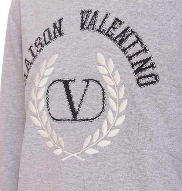 Valentino 男款/中性灰色徽標連帽棉質運動衫/上衣   灰色 M/L/XL 