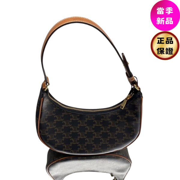 Celine 193952 老花凱旋門 Ava牛角包 Celine, 193952, 老花 Ava Triomphe 凱旋門牛角包, 義大利製造, 小牛皮, 可調肩帶, 時尚單品