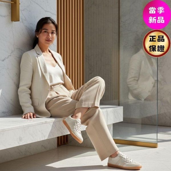 Hogan 女款 Cool 絨面革德訓運動鞋   米色/底高2.5公分  IT36/36.5/37/37.5/38/39/40 Hogan Cool,運動鞋,拼接休閒鞋,義大利製女鞋,H字標誌鞋款