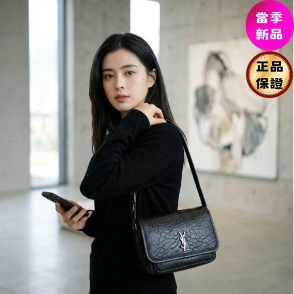 Saint Laurent 776611 Niki 小型粒面小羊皮郵差包  黑色 Saint Laurent, Niki 小型, YSL 郵差包, 粒面小羊皮, YSL 經典包款, 精品平行輸入, 100% 真品, 專櫃真品保證, 精品折扣, 優惠精品價格, 限時優惠, 快速配送, 台灣精品代購