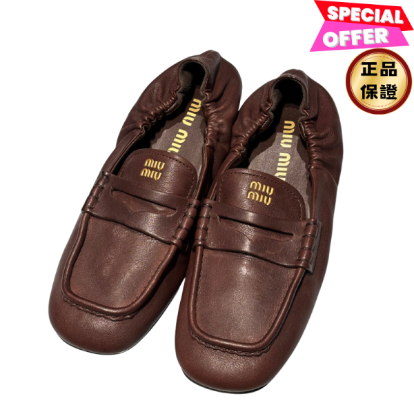 Miu Miu 5D341E Ruches 納帕軟皮樂福鞋  石楠木﻿  IT 35.5/36/37/37.5/38/38.5 Miu Miu, Ruches樂福鞋, 納帕軟皮, 小羊皮, 義大利製造, 時尚單品