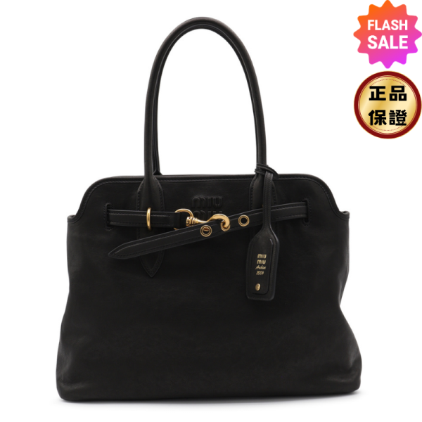 Miu Miu  5BG291 中款 Aventure 小羊皮貝殼包  黑色 Miu Miu, Aventure, 手挽手袋, 小羊皮, 義大利製造, 壓紋標誌, 實用設計, 時尚單品, 休閒風格, 經典復刻
