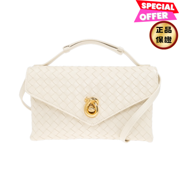 Bottega veneta 817191 Knot Lock 信封手提斜背包 Sea Salt 奶油白 Bottega veneta, Knot Lock, Intrecciato, 斜背包, 奶油白, 小羊皮, 義大利製