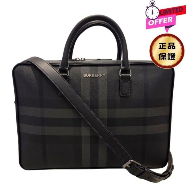 Burberry 80653381 Ainsworth Briefcase 公事包 炭灰色 Burberry,Ainsworth Briefcase,Burberry Check,商務公事包,義大利製造