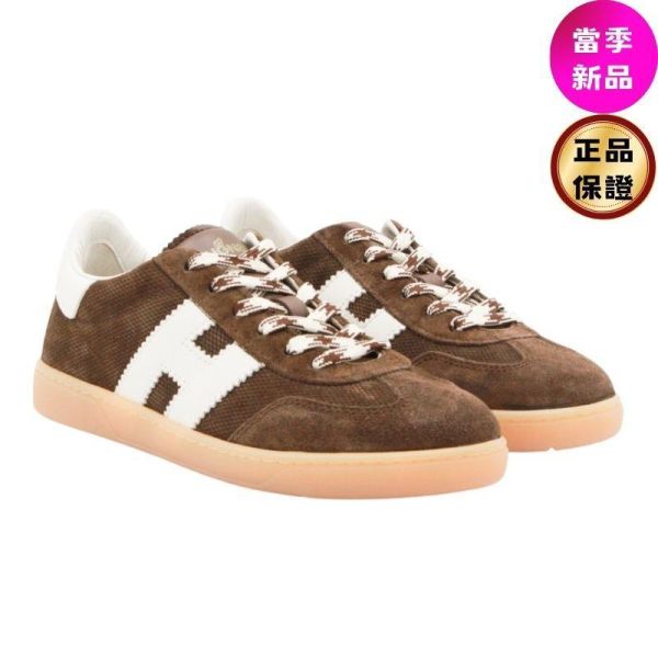 Hogan 女款 Cool 絨面革網眼拼接運動鞋  深棕色/底高2.5公分  IT36/37/37.5/38/38.5/39/40 Hogan Cool,運動鞋,拼接休閒鞋,義大利製女鞋,H字標誌鞋款