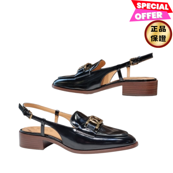 Tod's 女款經典露跟低跟鞋  黑色  EU38/38.5 Tod's, 黑色低跟拖鞋, 義大利製造, 3公分低跟, 橡膠鞋底, 時尚單品