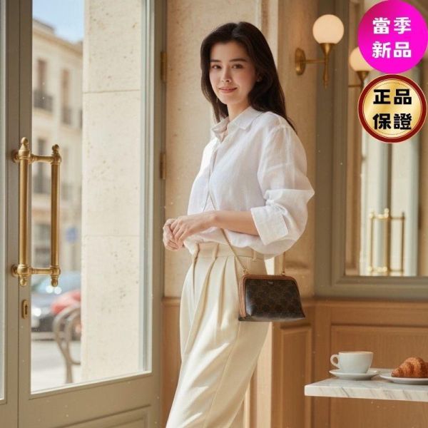 Celine 10E382 Triomphe 凱旋門 老花飾鍊相機包 CELINE,Triomphe老花,相機包,塗層帆布,凱旋門包