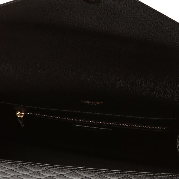 Saint Laurent 600166 YSL Envelope 粒面絎縫皮革大型信封包   黑色 Saint Laurent 600166 YSL Envelope 粒面絎縫皮革大型信封包 黑色