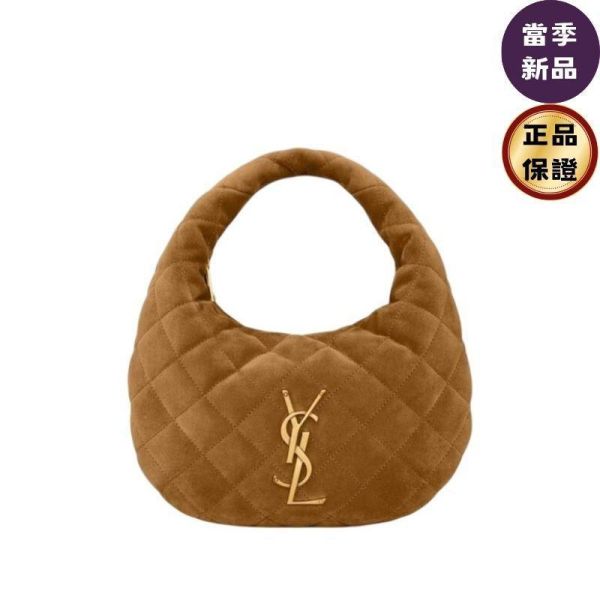 Saint Lauent 851689 YSL ICARINO 菱格絎縫麂皮包  焦糖干邑 Saint Laurent,ICARINO,Icare包,羊皮手提包,YSL包