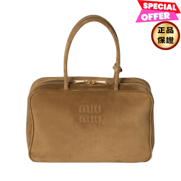 Miu Miu 5BB117 大款麂皮 Beau 保齡球包  橄欖綠沙色 Miu Miu, 麂皮Beau, 小牛皮, 義大利製造, 時尚單品