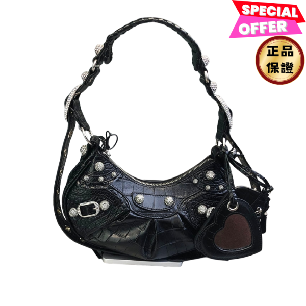 Balenciaga 671309 Le Cagole XS 鱷紋小牛皮水鑽包  經典黑 Balenciaga、Le Cagole、鱷魚紋包、水鑽包、小牛皮包、精品包包、平行輸入、精品平行輸入、100%真品、專櫃真品保證、精品折扣、優惠精品價格、限時優惠、快速配送、台灣精品代購