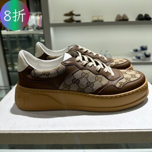 Gucci ‎675840 男款 GG厚底5.5公分餅乾鞋/運動鞋 棕色  UK 6/6.5/7.5/8/8.5/9 Gucci ‎675840 男款 GG厚底5.5公分餅乾鞋/運動鞋 棕色