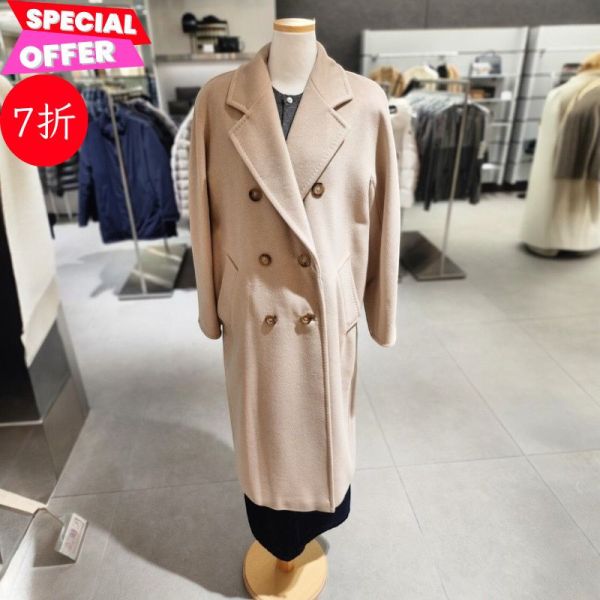 Max Mara 女款 101801 Madame 羊絨喀什米爾混紡經典大衣     新沙色      FR 34XS /38S-M /40 M/42M-L Max Mara 101801 Madame 大衣, 女款經典大衣, 羊絨喀什米爾大衣, 沙色長大衣, 秋冬奢華外套