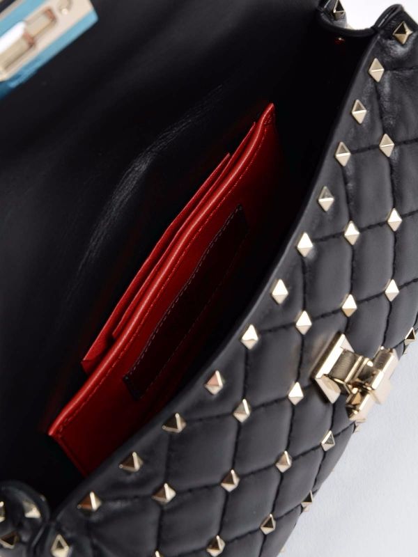 Valentino 小款 Spike 羊皮鉚釘包 黑色 