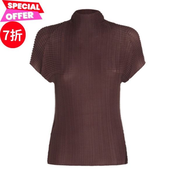 Issey Miyake 女款 褶皺高領上衣 棕色  2號/中號 適用大部分身材 Issey Miyake、褶皺上衣、IM56FJ40185、棕色上衣、高領設計、日本設計師品牌、精緻褶皺、創新面料、時尚上衣、精品服飾推薦、精品服飾評價、精品服飾價格、平行輸入、100%真品、專櫃真品保證、限時優惠、精品服飾哪裡買