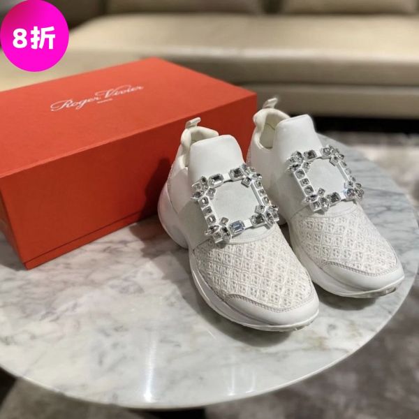 Roger Vivier Viv Run 水晶鑽方釦運動鞋   增高7.5公分 白色    IT 35.5/36/37/37.5/38/38.5 Roger Vivier Viv Run 水晶鑽方釦運動鞋   增高7.5公分 白色