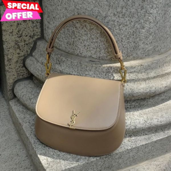 Saint Laurent 800846 YSL Box 小牛皮 Voltaire 包  太妃糖奶茶色 Saint Laurent 手提包, Voltaire 系列, 頂部手柄包, DK TOFFEE 包, 義大利手工包, 時尚肩揹包, 現代設計
