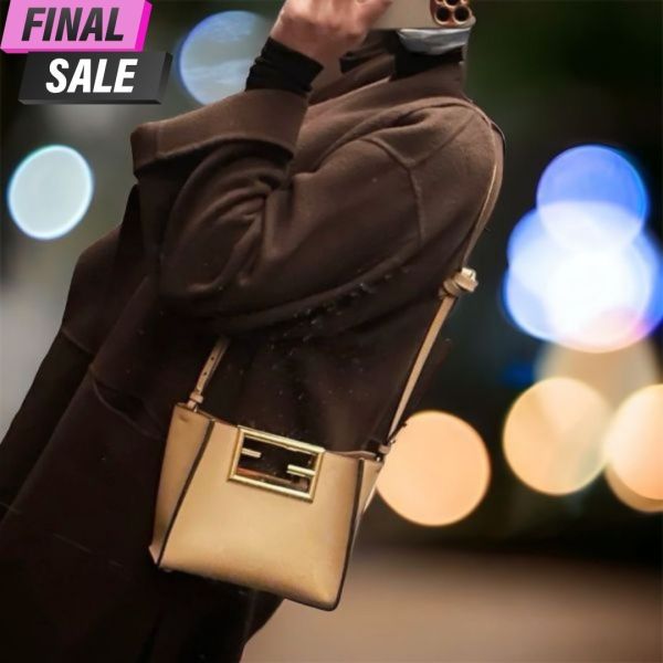Fendi 8BS054 小牛皮 FF提把 Fendi Way 包   奶茶色 Fendi 8BS054 小牛皮 FF提把 Fendi Way 包   奶茶色