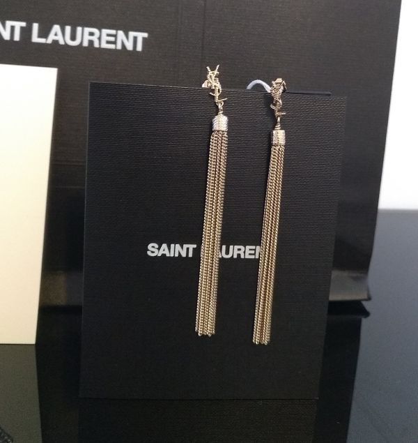 Saint Laurent 506030 YSL 復古銀色流蘇長耳環 Saint Laurent 506030 YSL 復古銀色流蘇長耳環