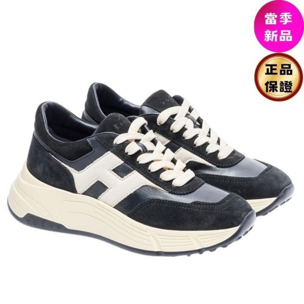 Hogan 女款Hi-Fi 納帕皮革及絨面革厚底雲朵運動鞋  黑色/底高6.5公分  IT36/36.5/37/37.5/38/38.5/39 Hogan,Hi-Fi,女款運動鞋,厚底運動鞋,雲朵運動鞋