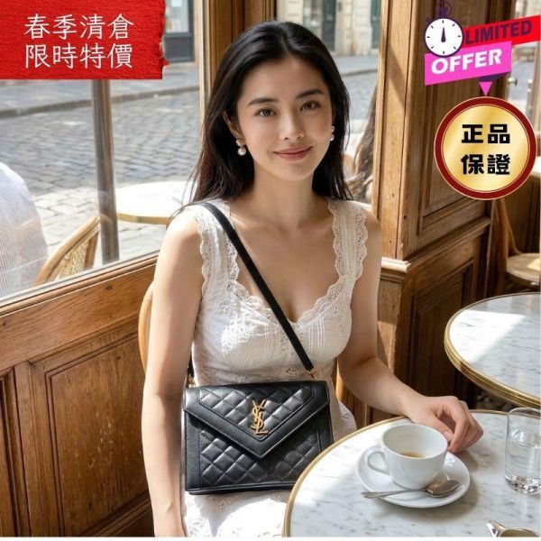 Saint Lauent 685574 YSL 絎縫小羊皮迷你 黑色Gaby 包 Saint Laurent迷你包, YSL Gaby包, 小羊皮迷你包, 黑色迷你包推薦, 絎縫包包, 高端奢華手拿包, 可調肩帶包包, 名牌包, 斜挎包搭配, 時尚手提包。