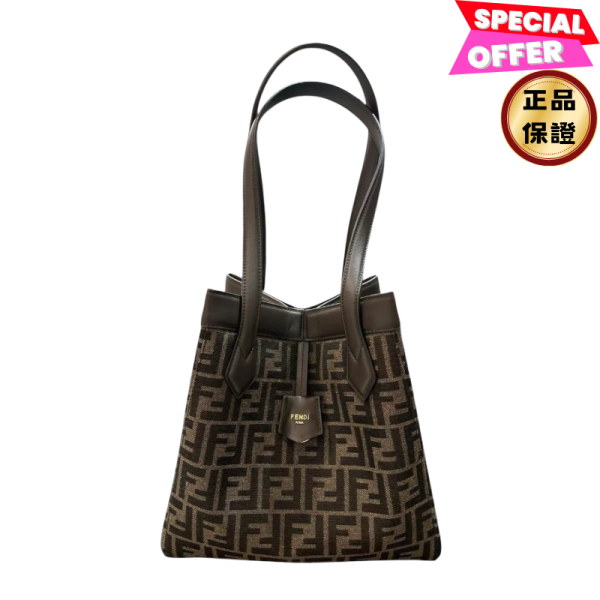 Fendi 8BH414 中款FF老花 Origami包  棕色 Fendi, Origami Medium, 棕色 FF 圖案, 提花布料, 義大利製造, 磁鐵封口, 實用設計, 時尚單品