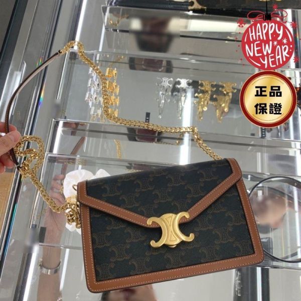 Celine 10L462 Triomphe 老花凱旋門 WOC 飾鍊銀包 Celine, 10L462, 老花 Triomphe 凱旋門WOC, 飾鍊銀包, 義大利製造, Triomphe帆布, 時尚單品