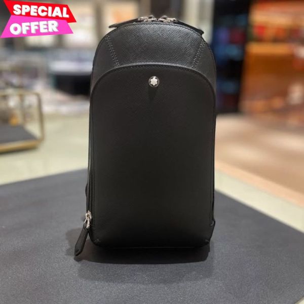 Montblanc 萬寶龍 Sartorial Saffiano 小牛皮胸前斜背包  黑色 Montblanc斜背包, Montblanc Sartorial, Saffiano牛皮包, Montblanc男用背包推薦, 精品斜背包, 義大利精品包款, 商務包推薦, 100%真品, 精品平行輸入, 限時優惠