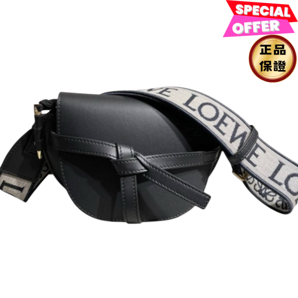 Loewe 柔軟小牛皮緹花迷你 Gate 包  黑色 Loewe迷你Gate包, 柔軟小牛皮包, 黑色緹花肩背包, 高端精品斜背包, Gate包經典設計, 西班牙製Loewe包, 都會時尚包款