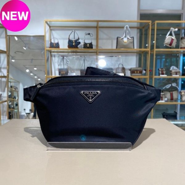 Prada 2VL033 尼龍及 Saffiano 皮革腰包    黑色 Prada 腰包、Prada 男包、尼龍腰包、Saffiano 皮革、義大利精品、精品腰包、品牌真品、Prada 配件、100% 專櫃真品、精品平行輸入