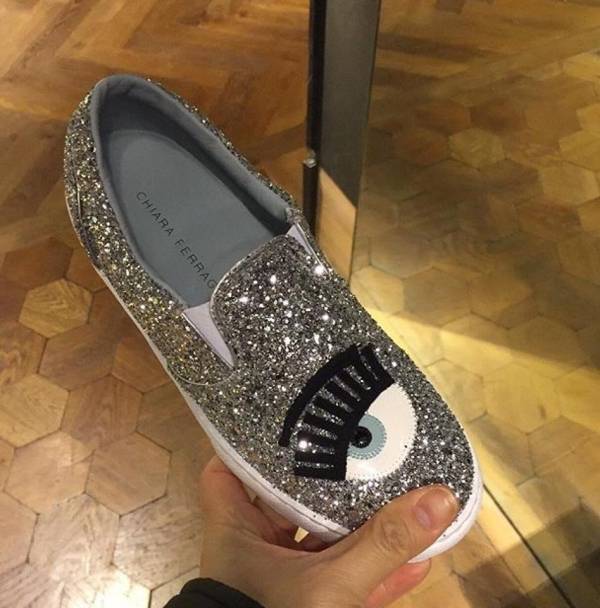 Chiara Ferragni  CF879 亮銀色眨眼厚底樂福鞋 EU37 