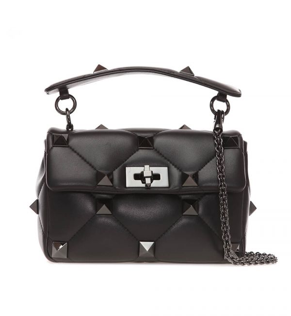 Valentino Roman Stud 中款納帕羊皮羅馬鉚釘包 全黑色 