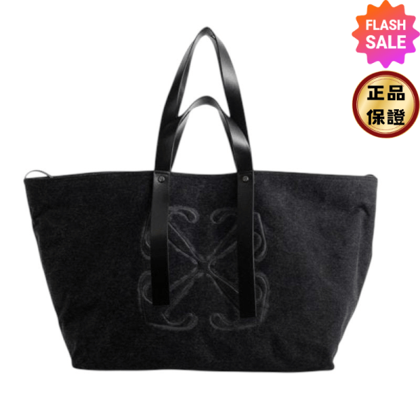 Off-White Day Off 大款丹寧手提肩背包 灰黑色 Off-White 手提包, 丹寧手袋, 灰色時尚, 箭頭logo, 義大利手工