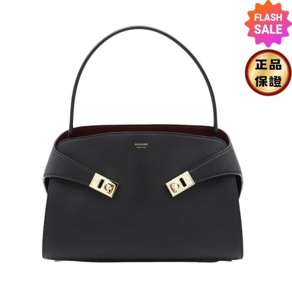 Ferragamo 781694 雙色中款 Hug Soft包 黑色 / 酒紅色 Ferragamo, Hug Soft, 雙色單肩包, 大號, 綠色, 義大利製造, 牛皮, Gancini扣飾, 實用設計, 時尚單品