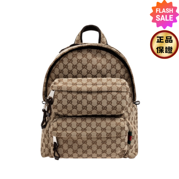 Gucci 800265 GG 經典印花中款後背包 Gucci, GG Canvas, Medium Backpack, Beige & Dark Brown, 義大利製造, 帆布背包, 實用設計, 時尚單品, 百搭風格, 2024秋冬