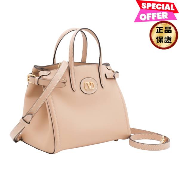 Valentino Garavani Antibes 小型托特包  玫瑰沙/付長肩帶帶 Valentino Garavani, Antibes, 玫瑰沙, 皮革, 義大利製造, 可調肩帶, 磁扣封口, 時尚單品