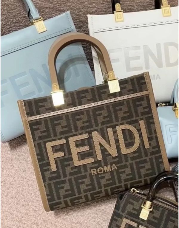 Fendi 8BH394 小款 FF緹花 Sunshine 包    棕色/皮革肩帶 Fendi 8BH394 小款 FF緹花 Sunshine 包   棕色/皮革肩帶