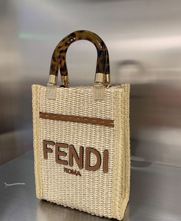 Fendi 8BS051 草編及小牛皮Sunshine 包  自然色 Fendi 8BS051 草編及小牛皮Sunshine 包  自然色