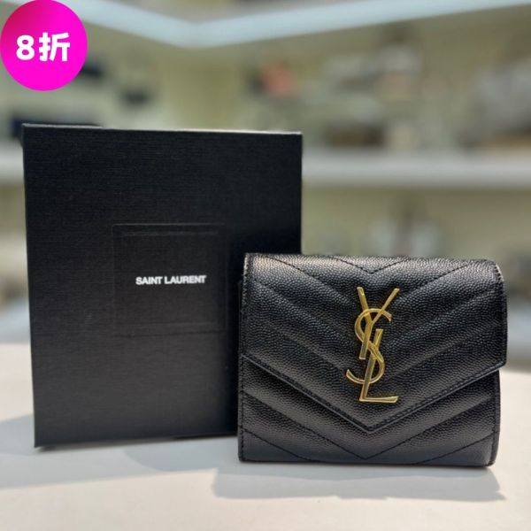 Saint Laurent YSL 403943 Cassandre 翻蓋短夾    黑色 Saint Laurent YSL 403943 Cassandre 翻蓋短夾    黑色