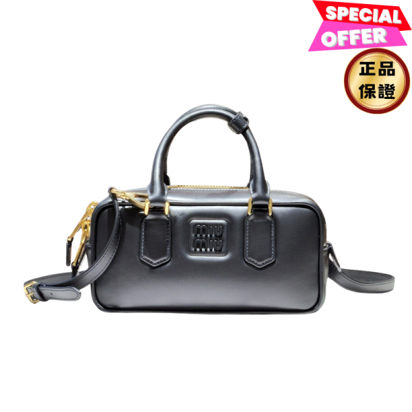 Miu Miu 5BB142 小款 Arcadie 皮革包   黑色 Miu Miu Arcadie手袋, 皮革手挽包, Miu Miu肩背包, 輕襯墊包, 都市風格手袋, 時尚手挽包