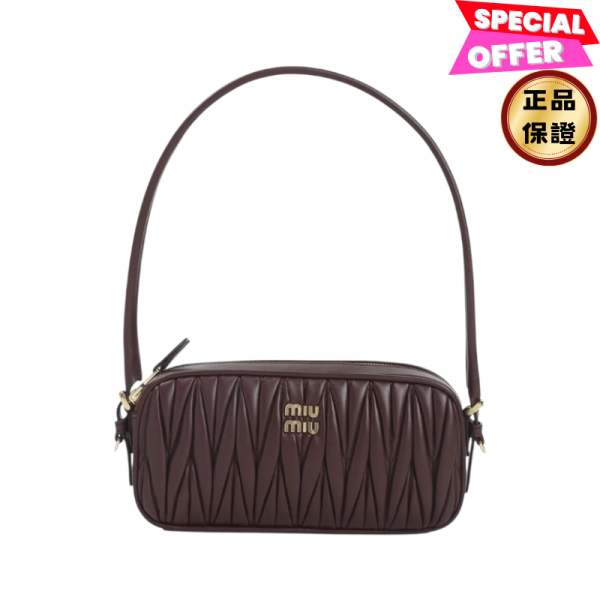 Miu Miu 5NE024 Beau Matelasse 皺褶納帕軟皮肩背包   勃艮地酒紅色 Miu Miu, Matelassé, 納帕軟皮, 化妝袋, 義大利製造, 時尚單品