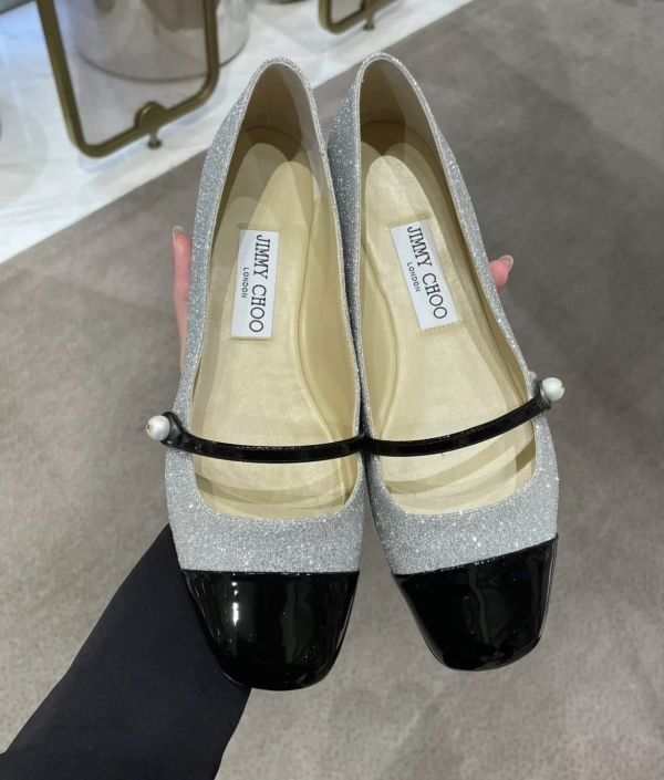 Jimmy Choo Elisa 瑪莉珍平底娃娃鞋    黑色/閃粉銀    IT 36/36.5//37/37.5/38.5 Jimmy Choo Elisa 瑪莉珍平底娃娃鞋    黑色/閃粉銀    IT 36/36.5//37/37.5/38.5