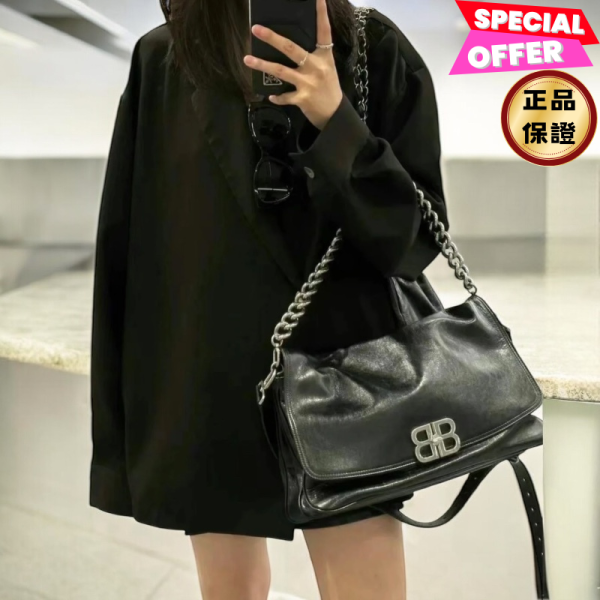 Balenciaga 748488 BB Soft Flap 大型蜜桃小牛皮翻蓋包    黑色/銀鍊 Balenciaga、BB Soft包、小牛皮包、翻蓋包、黑色包包、復古銀扣、平行輸入、精品平行輸入、100%真品、專櫃真品保證、精品折扣、優惠精品價格、限時優惠、快速配送、台灣精品代購