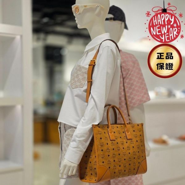 MCM Munchen Visetos 大款子母包托特包  棕色 Mcm, Munich 托特包, 皮革托特包, 女士手袋, 棕色托特包, 都會風格