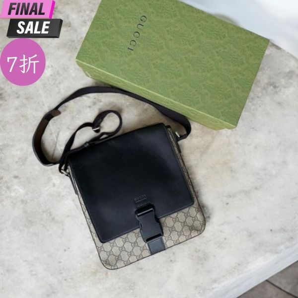 Gucci 406368 男款 GG Supreme 翻蓋斜背通勤包 Gucci GG Supreme通勤包,斜背通勤包,Gucci斜背包,經典壓花徽標